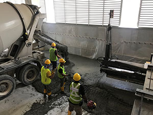 Pouring concrete for floor